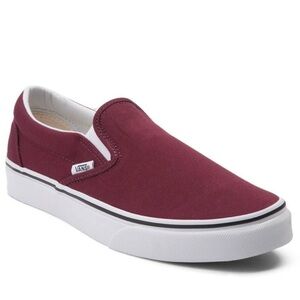 Burgundy slip on Vans